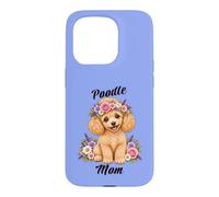 Custodia per iPhone 15 Pro Adorabile corona floreale con cucciolo di albicocca marrone e barboncino