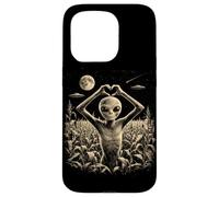 Custodia per iPhone 15 Pro Alien Heart Hand Sign Cute UFO Extraterrestre Love