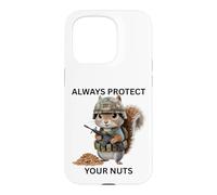 Custodia per iPhone 15 Pro Always Protect Your Nuts Cute Scoiattolo Indossare Militare