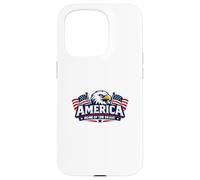 Custodia per iPhone 15 Pro America Terra dei coraggiosi con aquila e bandiera