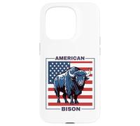 Custodia per iPhone 15 Pro American Bisonte Patriottico USA Bandiera Big Game Hunter Fluffy Mucca