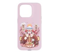 Custodia per iPhone 15 Pro American Bulldog Samurai Giappone Kawaii Grafica Ramen Pasta