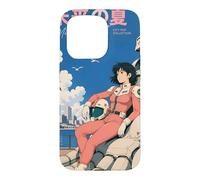 Custodia per iPhone 15 Pro Anime Girl with Gigantic Robot and Kanji Art Design