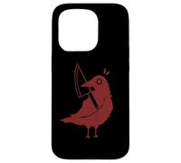 Custodia per iPhone 15 Pro Anni '90 Y2K Sinister Crow con coltello nel becco.