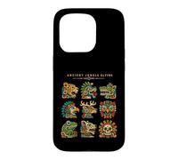 Custodia per iPhone 15 Pro Antichi glifi della giungla simboli animali mesoamericani