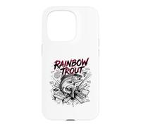 Custodia per iPhone 15 Pro Arcobaleno Trota Brutale Forza Pesca a Mosca