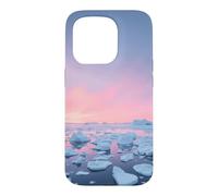 Custodia per iPhone 15 Pro Arctic Iceberg Field Sotto Rosa Polare Alba Paesaggio