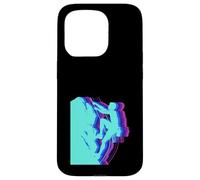 Custodia per iPhone 15 Pro Arrampicata moderna di Glitch Art Rock Climber Silhouette
