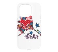 Custodia per iPhone 15 Pro Arte regionale con stelle scozzesi floreali dell'Alaska