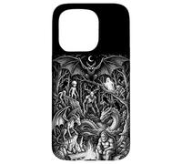 Custodia per iPhone 15 Pro Arte vintage delle leggende della foresta di Cryptids Bigfoot Mothman