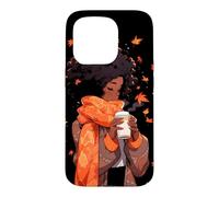 Custodia per iPhone 15 Pro Autunno Afro Donna Afro Americano Autunno Zucca Spice Latte