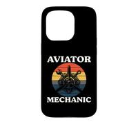 Custodia per iPhone 15 Pro Aviator Mechanic Retro Aircraft Engine Aviation