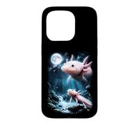 Custodia per iPhone 15 Pro Axolotl Ululando alla Luna 90's Retro