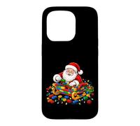 Custodia per iPhone 15 Pro Babbo Natale in mattoncini per costruire maestri edifici