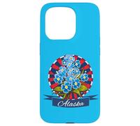 Custodia per iPhone 15 Pro Bandiera dell'Alaska Alpine Forget Me Not Patriotic Proud Alaska USA