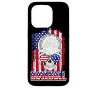 Custodia per iPhone 15 Pro Baseball American Flag Skull Sunglass Patriotic 4th July