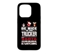 Custodia per iPhone 15 Pro Be Nice To The Trucker Santa Is Watching Funny Christmas