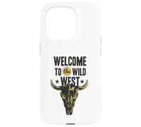 Custodia per iPhone 15 Pro Benvenuti al Wild West Bull Skull Vintage Western Logo