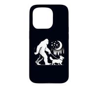 Custodia per iPhone 15 Pro Bigfoot Walking With Corgi Funny Sasquatch Dog Lover & Proprietario