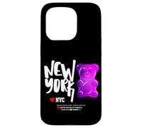 Custodia per iPhone 15 Pro Bite Me, Cool New York City Purple Gummy Bear Candy Graphic
