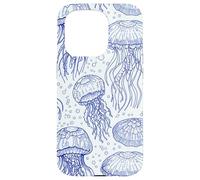 Custodia per iPhone 15 Pro Blue Jellyfish Ocean Pattern Aquatic Marine Life
