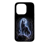 Custodia per iPhone 15 Pro Blue Moon Wolf Mistico Foresta Fantasia Gotica Grafica