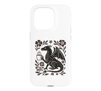 Custodia per iPhone 15 Pro Boho Drago Bere Caffè Folk Art Mitico Bestia