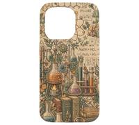 Custodia per iPhone 15 Pro Boho Lab Scienza Chimica Biologia Floreale Libri Su Beige