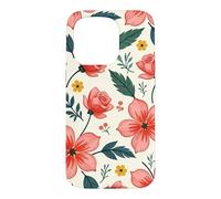 Custodia per iPhone 15 Pro Bold Teal verde foglie rosso rosa fiori floreali