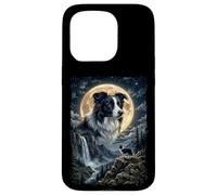 Custodia per iPhone 15 Pro Border Collie con Luna - cani