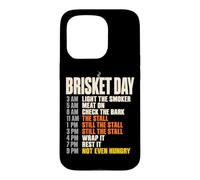 Custodia per iPhone 15 Pro Brisket Day Schedule Funny BBQ Smoker Pitmaster The Stall