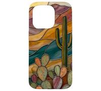 Custodia per iPhone 15 Pro Cactus di vetro colorato Artful Trendy