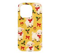 Custodia per iPhone 15 Pro Campana con fiocco di agnello giallo senape rosso per Natale