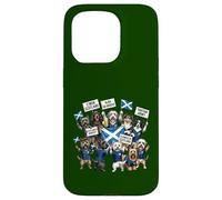 Custodia per iPhone 15 Pro Cani scozzesi come appassionati di calcio celebrano la bandiera della Scozia