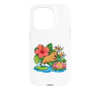 Custodia per iPhone 15 Pro Capybara salta da Lily Pad su Lotus Boat