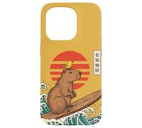 Custodia per iPhone 15 Pro Capybara Surf Giapponese Grande Onda Kanagawa Ukiyo-e