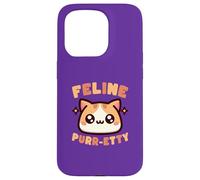 Custodia per iPhone 15 Pro Carino Amante Gatto Pun Feline Purr-etty Kawaii Art