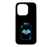 Custodia per iPhone 15 Pro Carta d'amore perso di colore blu Grafica blu