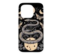 Custodia per iPhone 15 Pro Carta dei Tarocchi Serpente Mistico con Falene e Lune