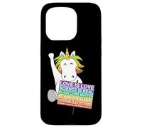 Custodia per iPhone 15 Pro Cartello di protesta femminile con unicorno per la giustizia sociale