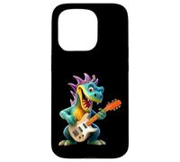 Custodia per iPhone 15 Pro Cartoon Dragon Rock Star Chitarra Elettrica Player Design