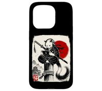 Custodia per iPhone 15 Pro Cat Ninja Gamer Giapponese Sumi-e Gioco Samurai Art
