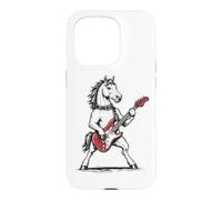 Custodia per iPhone 15 Pro Cavallo roccia stile divertente cavallo che suona la chitarra Rocker
