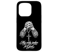 Custodia per iPhone 15 Pro Chicano tatuato Il mio unico giudice è Dio che prega le mani