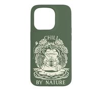Custodia per iPhone 15 Pro Chill By Nature Cottagecore Frog Meditation Vintage Badge