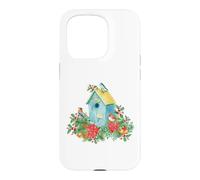 Custodia per iPhone 15 Pro Christmas Holiday Wreath Birdhouse Birds & Bells