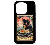 Custodia per iPhone 15 Pro Ciotola per spaghetti giapponesi Ramen Cat The Ramen Tarot Card Vintage