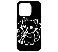 Custodia per iPhone 15 Pro Clarinettista Kawaii Cat