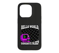 Custodia per iPhone 15 Pro Coder Hello World Goodbye Sleep Computer Science Retro