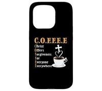 Custodia per iPhone 15 Pro Coffee Christ Offers Forgiveness Quote Cafeine Baristas